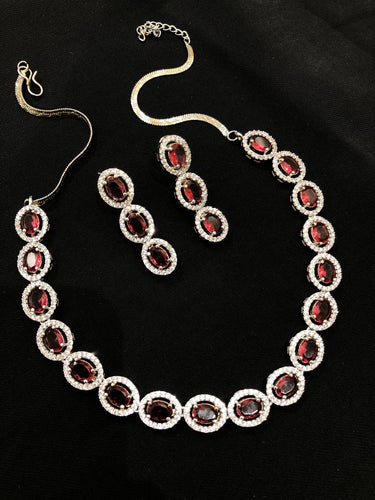 Ruby Oval Necklace Set